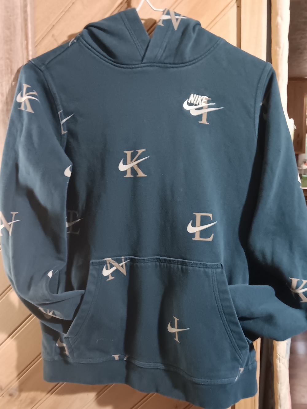 Nike Teal Blue Allover Logo Hoodie